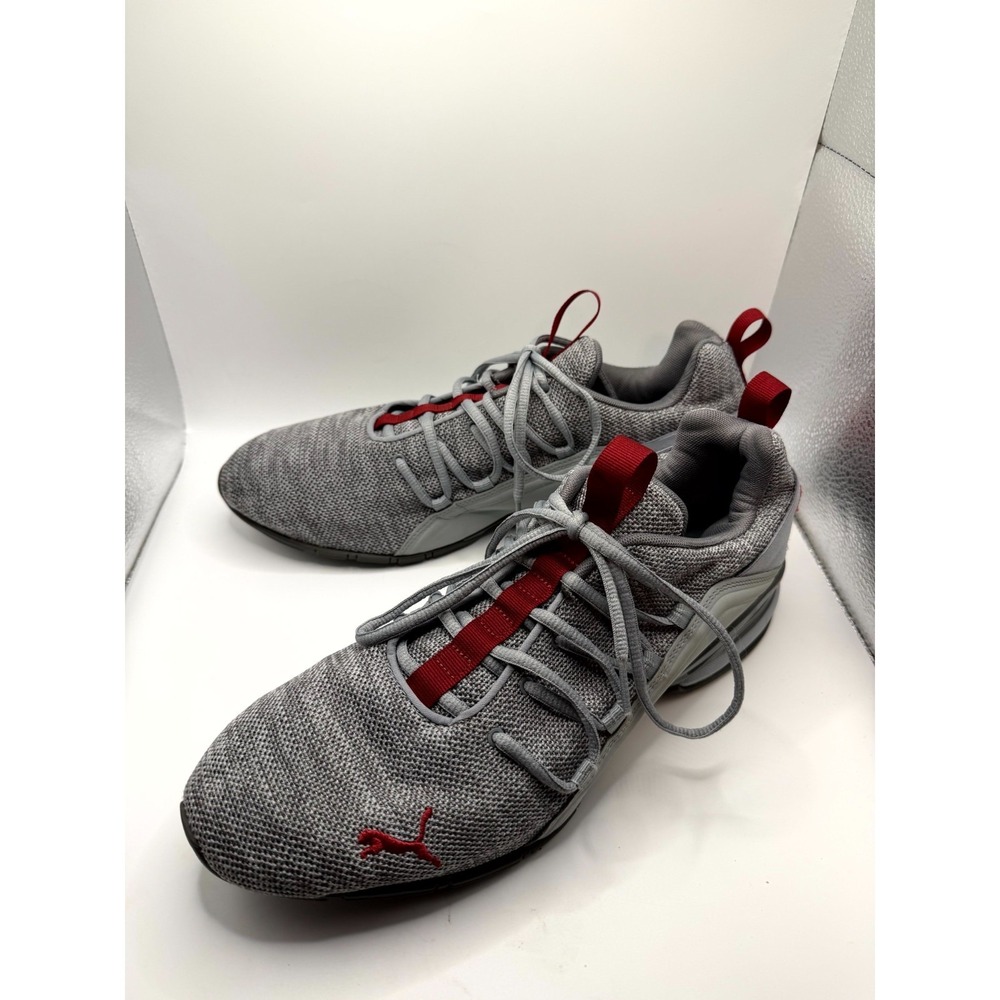 Puma Axelion 191425-01 Mens 12 Sneaker Quarry Red Dahlia Gray Knit Running Shoes